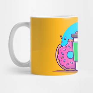 Coffee Cup, Cookies And Doughnut Cartoon Vector Icon Illustration Mug